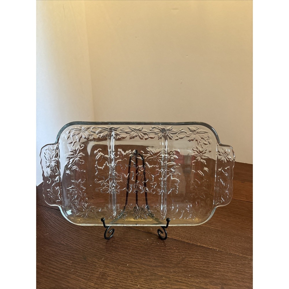 Princess House FANTASIA 3 Section Divided Relish/Vegetable Tray/Platter Has Chip
